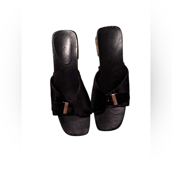 Gucci wood cowhide clogs.Made in Italy. - Picture 1 of 8